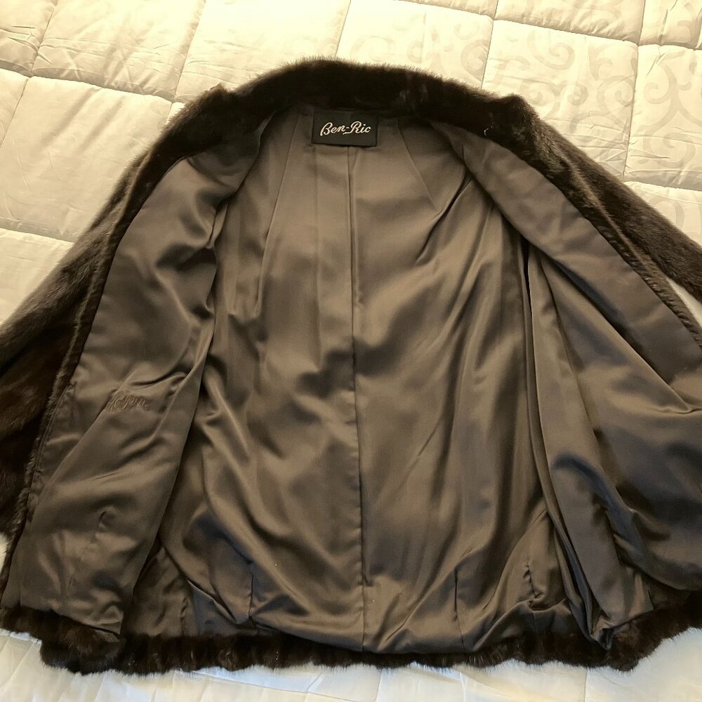 Vintage Ben-Ric Black Real Ranch Mink Half-length Jacket Scarf attached like new - Picture 6 of 8